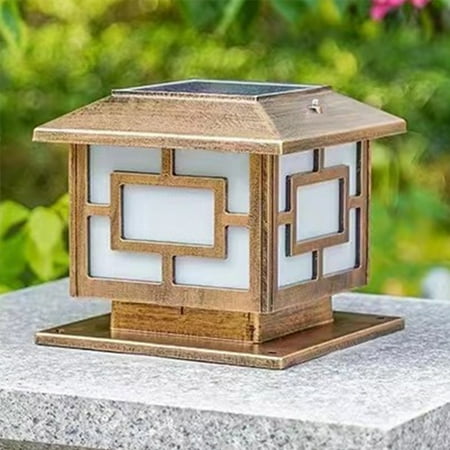 

DMDUOU Zhongzi Outdoor Solar Column Headlight New Chinese Courtyard Light Front Door Retro Villa Wall Column Light Gold