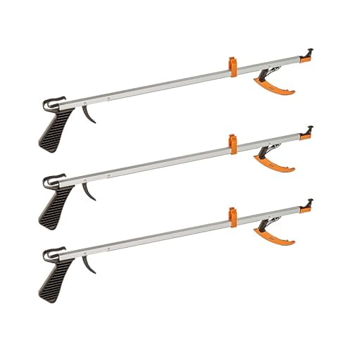 Cubii Health Lightweight Compact 15" Easy-to-Use Reacher Grabber Tool with Magnetic Tip, Aluminum, (3 Pack)