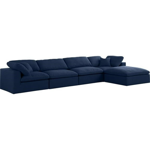 Trent Home Contemporary Navy Durable Linen Fabric Modular Sectional