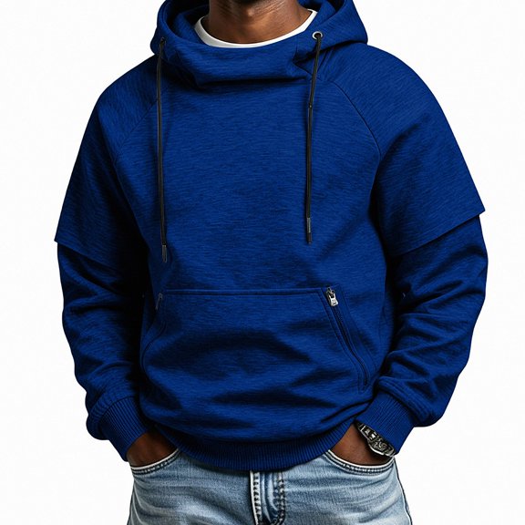 HOMADLES Mens Hoodies Pullover Thicken Warm Long Sleeve Winter Pullover Hooded Tops Blue Size 3XL