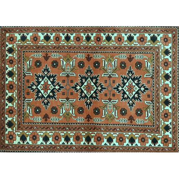 Ahgly Company Indoor Rectangle Persian Light Blue Traditional Area Rugs, 4' x 6'