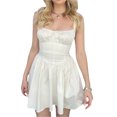 thumbnail image 2 of KelaJuan Women Slip Dress, Sleeveless Tie-up Square Neck Backless A-line Dress Summer Mini Dress, 2 of 7