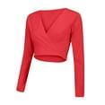 thumbnail image 6 of Yubnlvae Women's Deep V Neck Tee - Pure Style Casual Short Sleeve Blouse | Deep V Short Sleeved T Shirt Pure Seductive Style Casual Women's Wear (Red 1 | S), 6 of 9