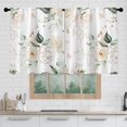 thumbnail image 3 of White Flower Curtains 27Inches Wide 24 Inches Length 2 Panels Beautiful White Floral Rod Pocket Window Curtain Plant Printed Curtains for Kitchen Bathroom, 3 of 6