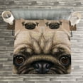 thumbnail image 3 of Ambesonne Pug Quilted Bedspread Set 3 Pcs, Pet Animal Art Design Dog, King Size, Tan Pale Brown, 3 of 3