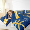 thumbnail image 5 of Feelyou Modern Basketball Player Bedding Comforter Set for Kid, Cartoon Ball Gaming Twin Comforter Sets, Stripes Blue Gold Reversible Bedding Set, Ultra Soft Bedroom Decor, 2 Pieces, 5 of 9
