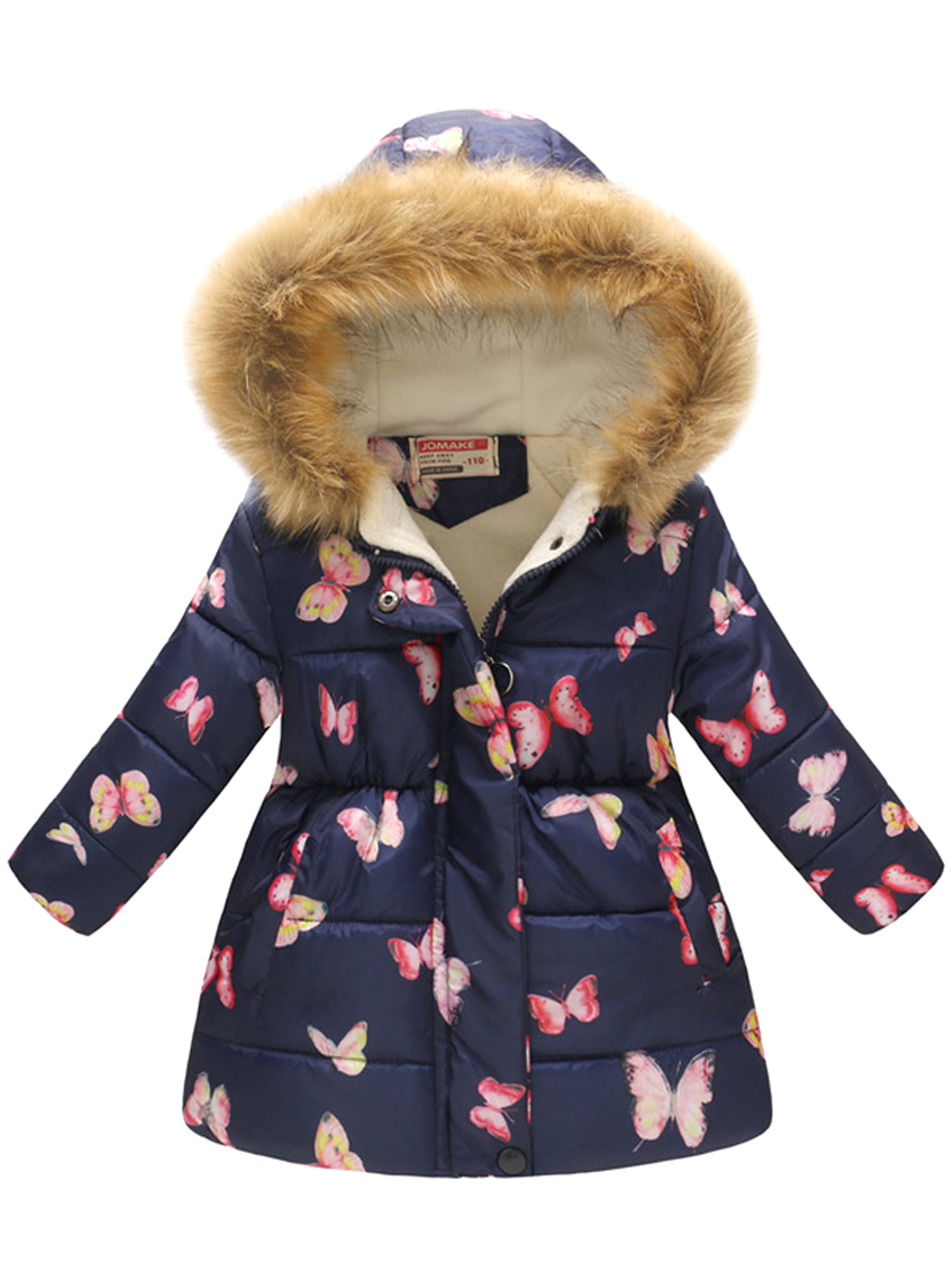 Kids Girls Coat Jacket Faux Fur Hooded Long Parka Winter Warm Coat 