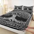 thumbnail image 3 of jejeloiu Tree Of Life Bed Sheets,Gray Black King Sheets For Girls Kids 4pcs, 3 of 7