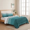 thumbnail image 5 of King Quilt Set 96''x106'', Teal Ombre Lightweight Summer Bedspread Coverlet Set with 2 Pillow Shams, Farmhouse Vintage Wooden Striped Breathable All Season Quilt Bedding for Bedroom/Guest Room, 5 of 9
