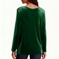 thumbnail image 4 of Huankd Velvet Tops for Women Long Sleeve V Neck Loose Fit Casual Dressy Blouses Fall Winter 2025 Soft Velour Shirts Green M, 4 of 7