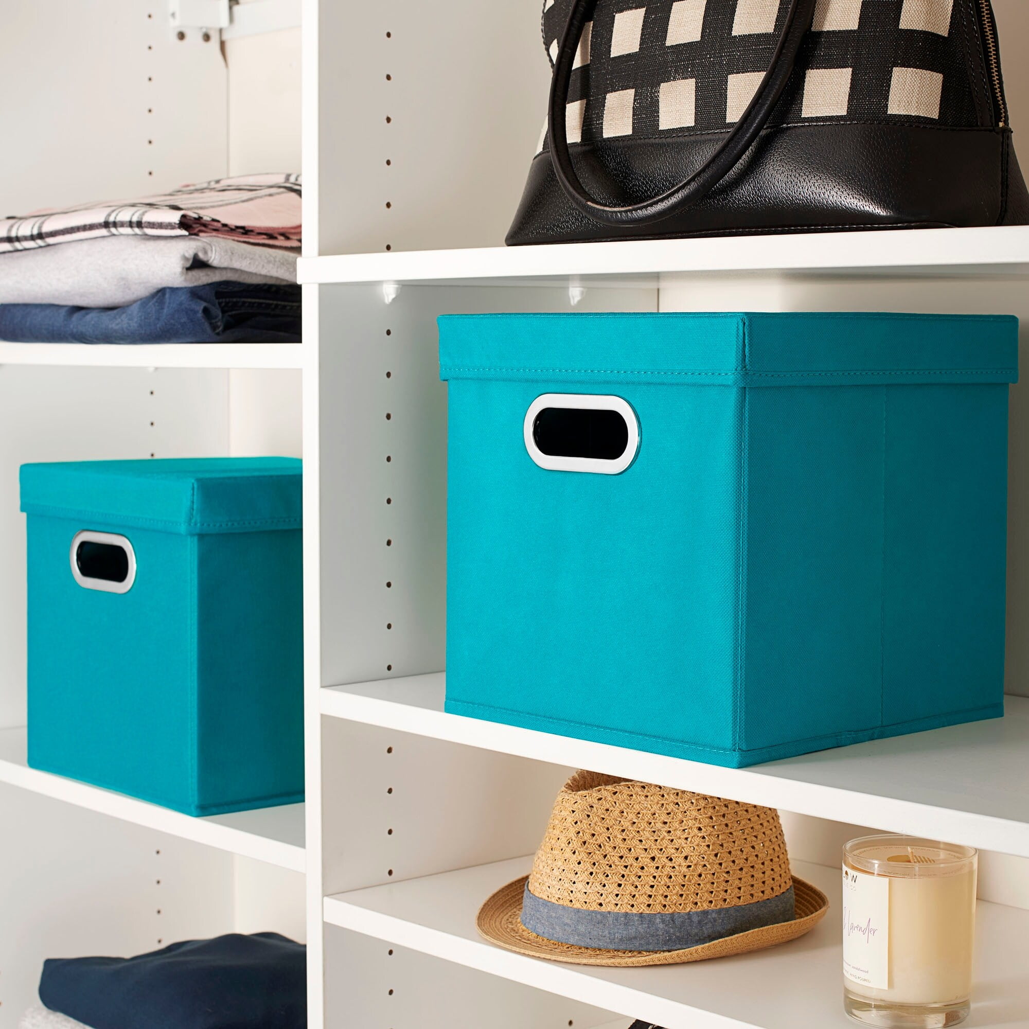 Household Essentials Cube Set with Lids, 2pk, Aqua