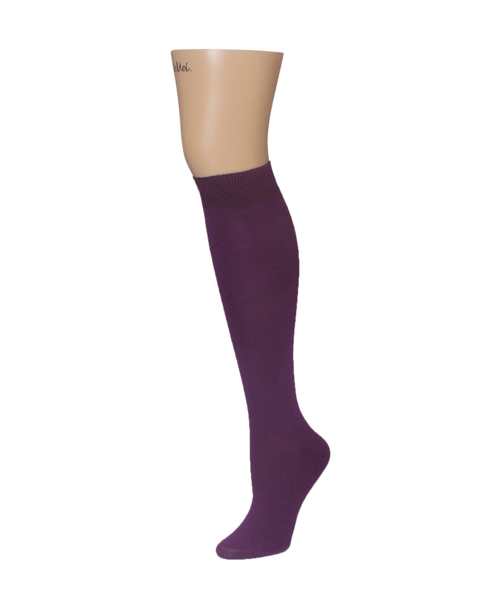 MeMoi Bamboo Blend Solid Knit Knee High Socks One Size / ML-515 Violet ...