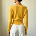 thumbnail image 3 of Women Wrap V-Neck Sweater Soft Long Sleeve Knit Pullover Top Slim Fit Waist Cropped Sweaters, L, 3 of 3