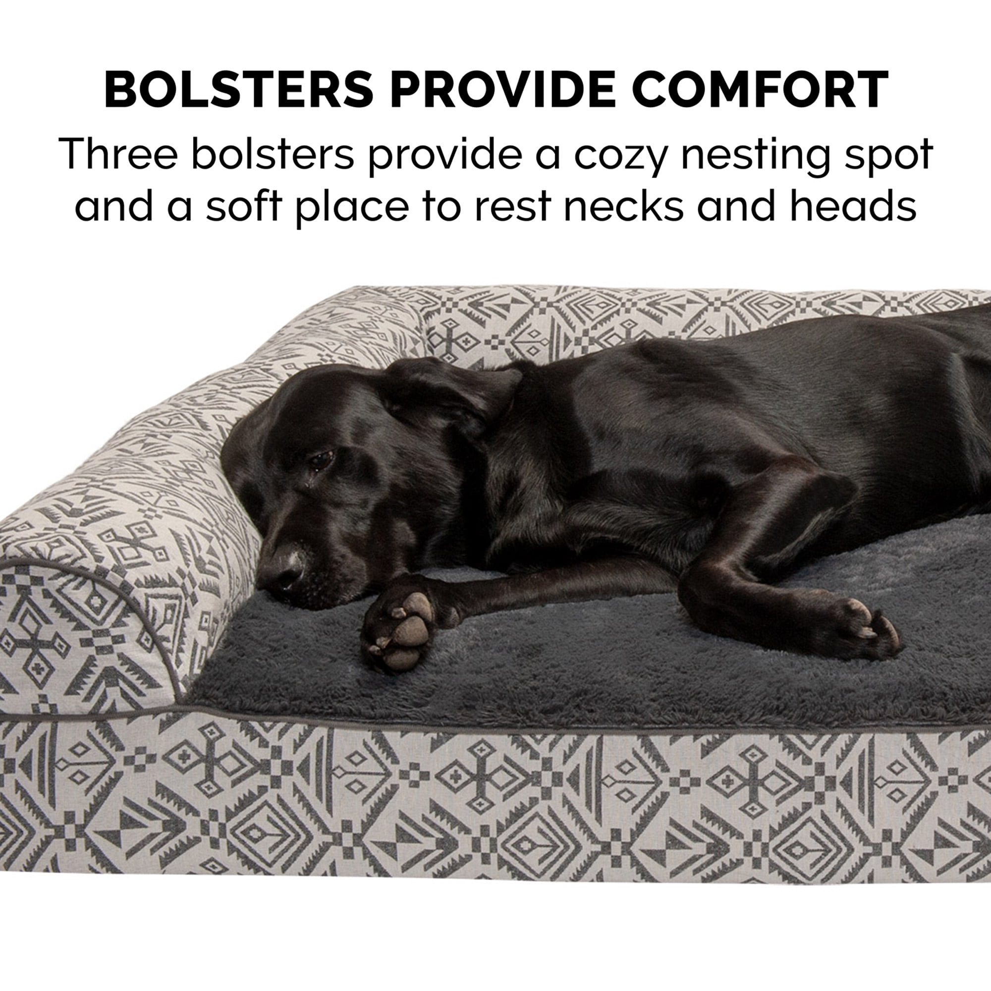 FurHaven Southwest Kilim Orthopedic Sofa Pet Bed for Dogs & Cats - Boulder Gray, Jumbo Plus