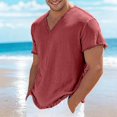 thumbnail image 2 of ZHOGXU Fashion Loose Fit V Neck Short Sleeve Lightweight Men's T Shirts Casual Top Outdoor Activities, 2 of 4