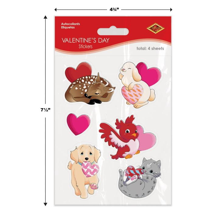 Beistle 70023 4.75 x 7.5 in. Valentines Day Stickers - Pack of 12