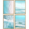 thumbnail image 2 of PixonSign Framed Wall Art Vibrant Blue Tropical Island Ocean Prints, Set of 4 Wave Beach Shore Wall Decor Arts, Wall Décor, Adhesive Canvas Poster, Modern Home Artwork - 11"x14" Natural, 2 of 5