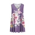 thumbnail image 4 of MIUOWANP Breathable A-Line Sleeveless V-Neck Dress for Women with Loose Pleats Daily Floral Print Casual Dress Size S(4)Purple, 4 of 5