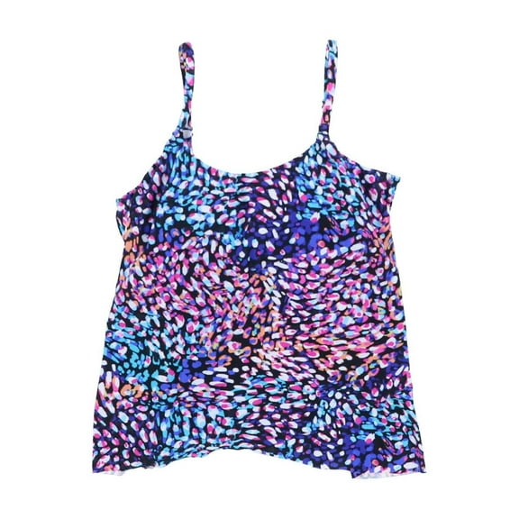 Island Escape Women's Tankini Top Swim Stretch Black Multi
