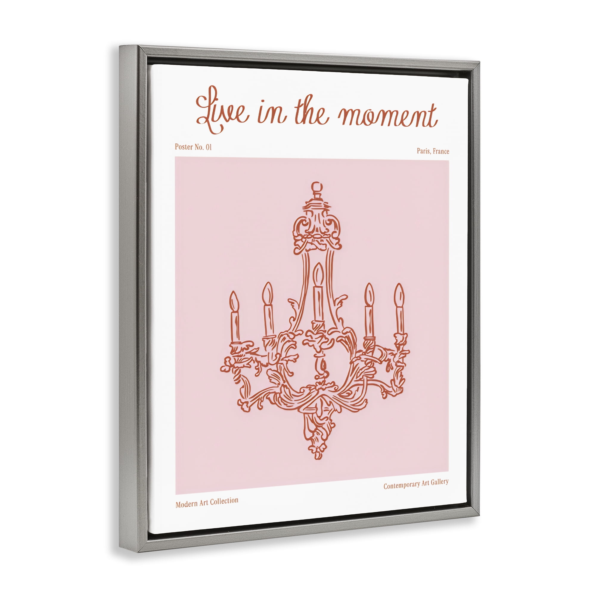 Stupell Industries Live In The Moment Chandelier Gray Framed Floater Canvas Wall Art, design by The Prints Vibe