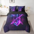 thumbnail image 2 of Castle Fairy Teens Girls Boys Personalized Initial Letter J 7 Pieces Bedding Comforter Set,Abstract Gradient Full Bedding Set Lightweight,Alphabet Lightsaber Fitted Sheet Flat Sheet, 2 of 8