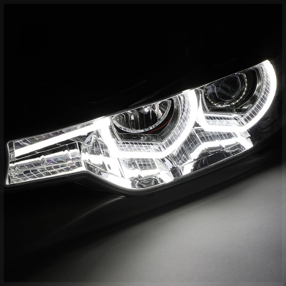 Chrome Dual [3D HALO] Projector Headlight LED DRL for 12-16 BMW