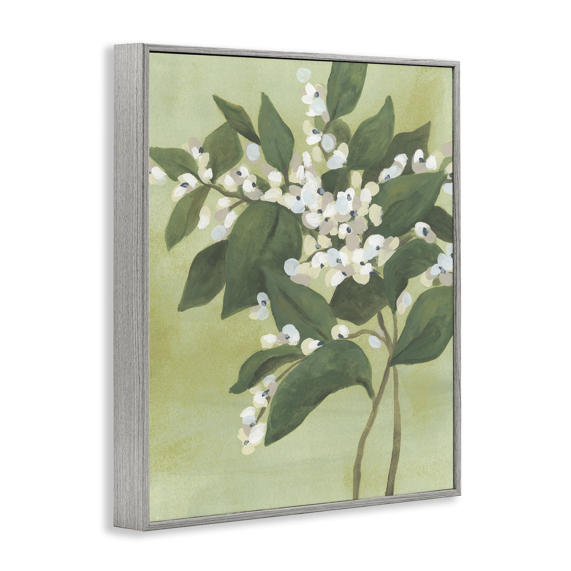 Stupell Industries Verdant Branch Bloom Gray Framed Giclee Art, design by June Erica Vess