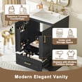 thumbnail image 4 of Euroco 24"Bathroom Vanity with Sink, MDF Cabinet with Solid Wood Frame, 1 Divided Drawer and 2 Soft Close Doors with Dual Door Storage Racks, Freestanding Vanity, 4 of 9
