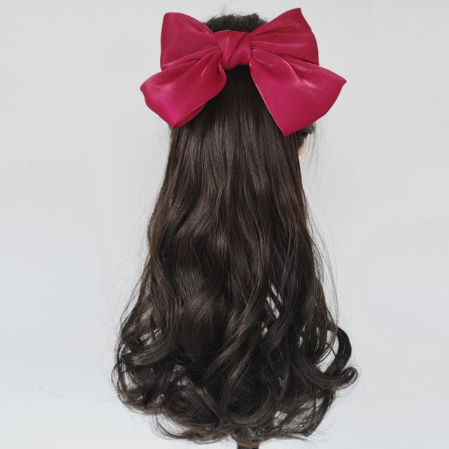 Peluca (1 lazo) Peluca de fiesta con accesorio para el cabello para mujeres y niñas, pelucas onduladas largas, peluca de pelo sintético, peluca de cosplay para fiesta(Marrón - negro)(1 pieza