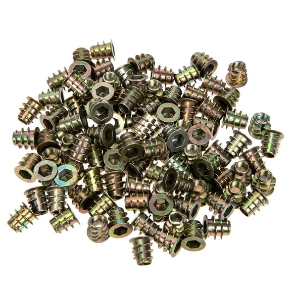 ELAYARD 100Pcs Screw in Nut Zinc Alloy Threaded Fastener Connector for Furniture Wood Bolts