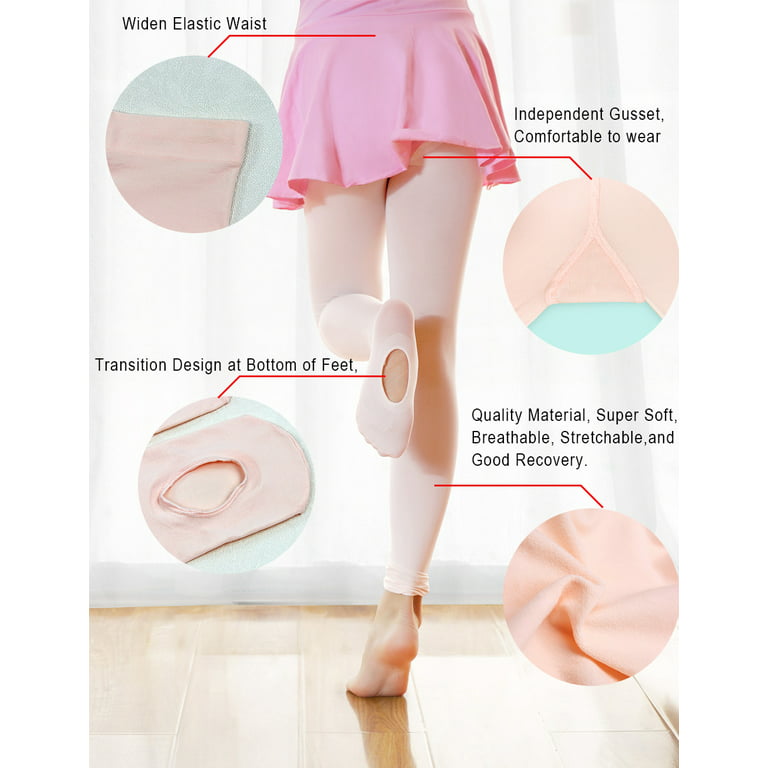 Soft Toddler Girl's Dance Tights Ballet Pink Convertible Tights 2 Pairs 60D