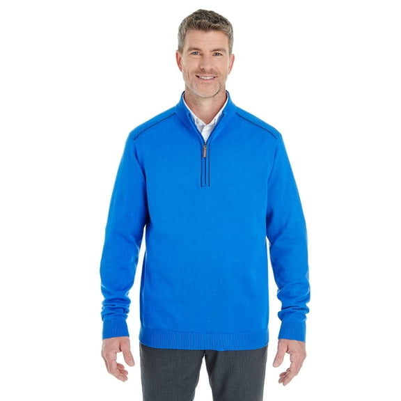 Devon & Jones Manchester Fully-Fashioned Quarter-zip Sweater (DG478) French Blue/Navy, 4XL