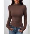 thumbnail image 5 of Zeagoo Long Sleeve Shirts for Women Ribbed Slim Fit Tops Lettuce Trim Mock Neck Summer Fall Basic Tee, 5 of 6