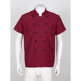 thumbnail image 5 of TiaoBug Mens Womens Short Sleeve Chef Coat Kitchen Hotel Uniform Shirts Cook Jacket with Hat Restaurant Workwear Red-B XL, 5 of 7