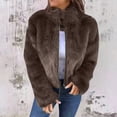 thumbnail image 2 of XPMWRP Women's Oversized Fleece Zip Up Jacket Solid Color Long Sleeved Casual Stand Collar Coats Winter Warm Trendy Jacket Brown XXL, 2 of 7