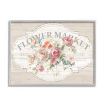 Stupell Industries Vintage Flower Market Sign Graphic Art Gray Framed Art Print Wall Art, 24x30, by Danhui Nai