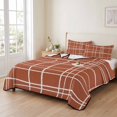 thumbnail image 2 of Quilts King Size Bedding Set, Orange White Striped Lightweight Quilted Comforter, Navy Indigo Contemporary Minimalist Art Soft Bedspread Coverlet with Pillow Covers for All Season, 96" x 106", 2 of 9