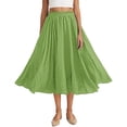 thumbnail image 2 of Women's Elastic High Waist Flared Skirt Midi Length A-Line Pleated Flowy Lightweight Summer Beach Vacation Skirt Casual Relaxed Fit Swing Sun Skirt, 2 of 9