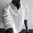 thumbnail image 4 of Qiyinn Men's Knit Polo Sweater Regular Fit V Neck Cotton Long Sleeve Soft Classic Sweater Pullover, 4 of 7