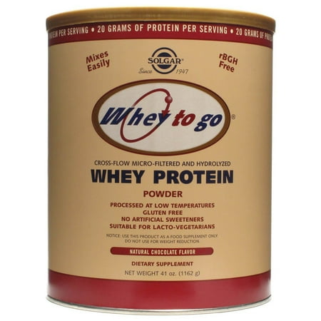Whey To Go Protein Powder Natural Chocolate Flavor Solgar 41 oz