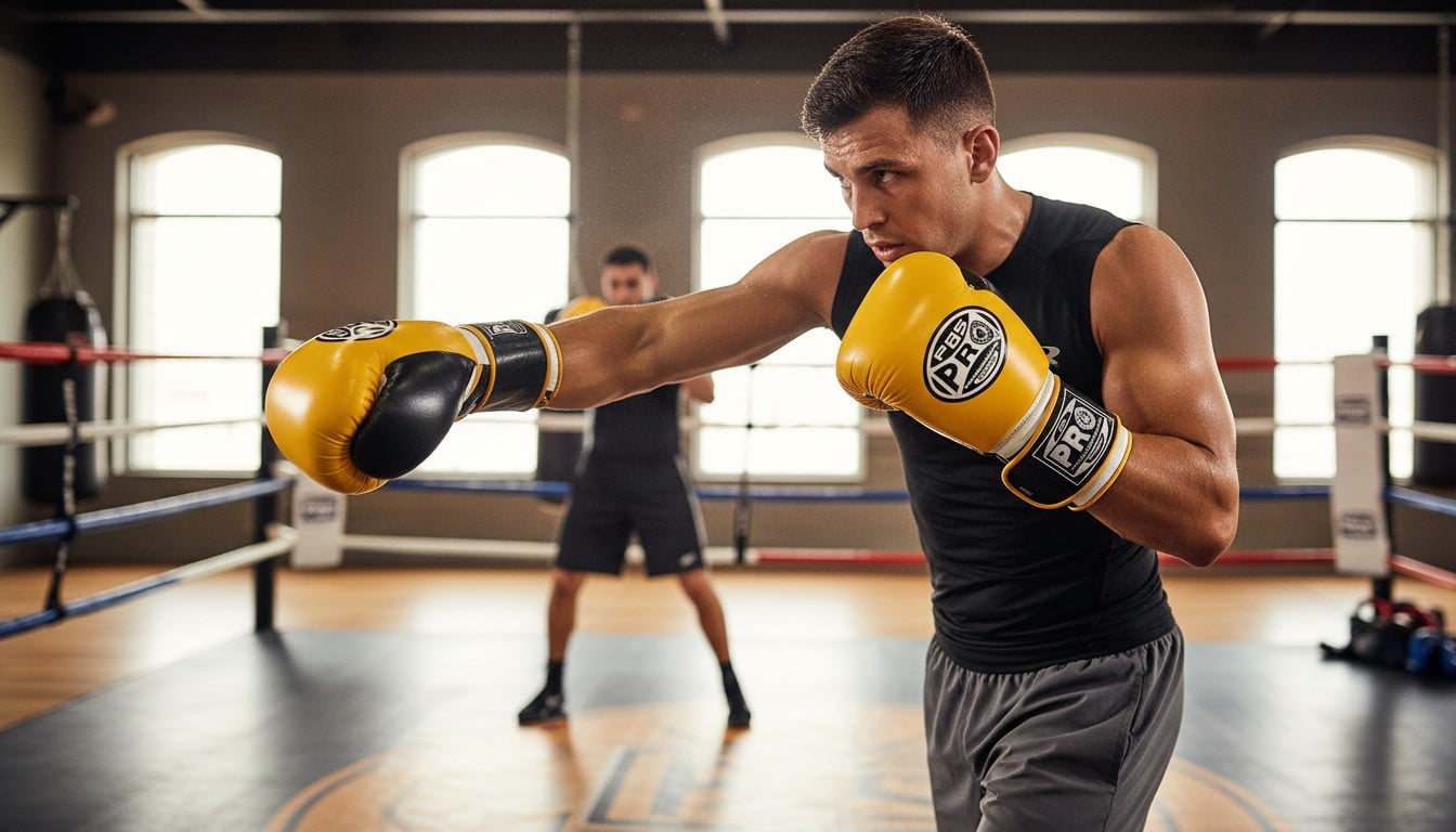 ProBoxing® Leather Boxing Gloves – (Yellow & Black) (12oz) Training Boxing Gloves for Boxing, MMA, Muay Thai & Sparring – Durable Genuine Leather, Wrist Support, Impact Protection