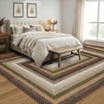 thumbnail image 3 of FairOnly 8'x10'Machine Washable Low Pile Brocade Area Rug – Textured Geometric Non Slip NonShedding Rug for Bedroom Kitchen，Brown Green, 3 of 7