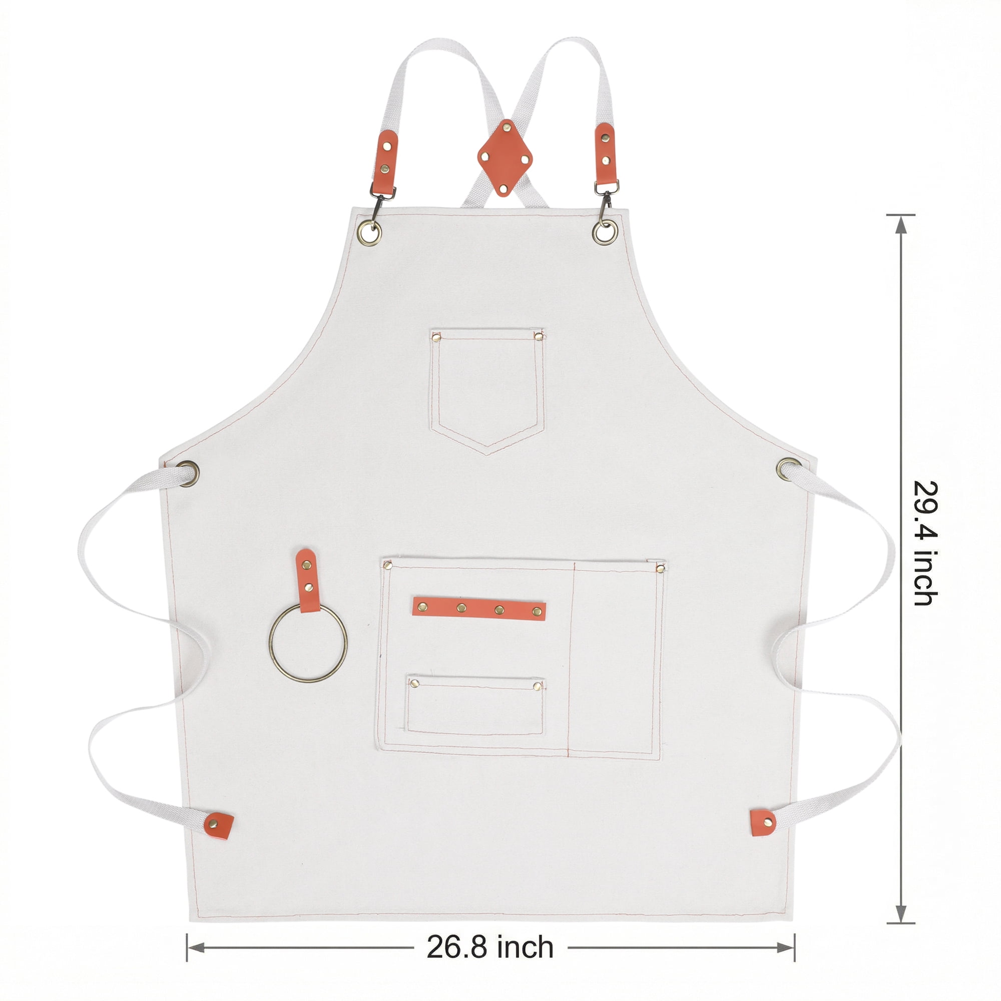 Unique Bargains Adjustable Cooking Apron with Pockets for Home and Kitchen Cream