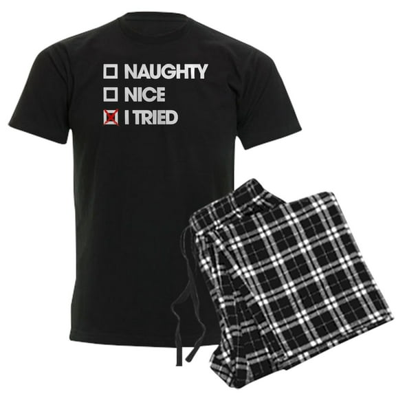 CafePress - Funny Christmas I Tried Men's Dark Pajamas - Men's Dark Loose Fit Cotton Pajama Set