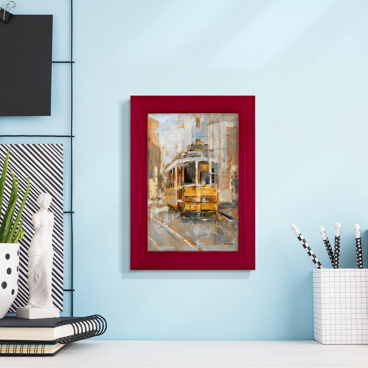 Day Trolley II - Framed Print w/glass - Cherry Red