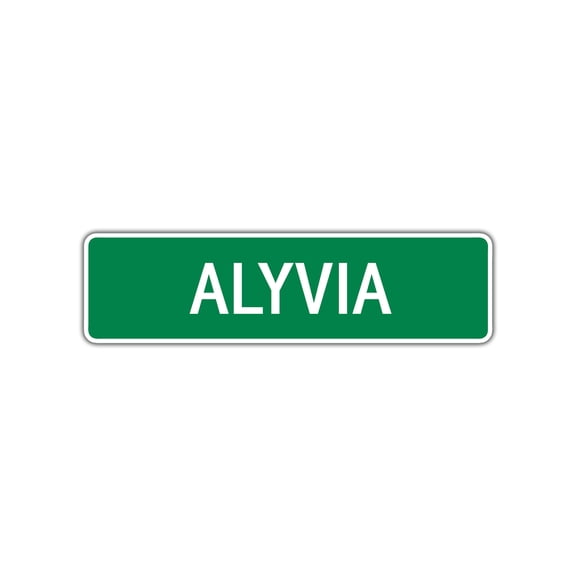 Alyvia Girls Name Letter Printed Label Indoor Outdoor Kids Bedroom Wall Plaque Decoration Aluminum Metal Sign 4"x18"