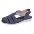 thumbnail image 7 of Rokment Women's Comfortable Closed Toe Wedge Gladiator Walking Sandals Summer Fall Stylish Casual Openwork Elastic Ankle Strap Platform Slingback Dressy Fisherman Shoes Blue Size 8.5, 7 of 7
