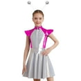 thumbnail image 4 of iiniim Girls Dance Outfit Metallic Cap Sleeve Zip Up Dress with Headband Robot Theme Performance Wear Hot Pink Silver 16, 4 of 7