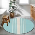 thumbnail image 4 of Abstract White Striped Round Living Room Rugs 4 ft, Modern Pink Linen Texture Washable Area Rug with Non-Slip Sturdy Edge Binding Round Carpet for Entryway Kitchen Bedroom Bathroom, 4 of 9