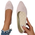 thumbnail image 4 of Domzle Flat Shoes for Women Slip On Comfortable Walking Ballerina Shoes Ladies Cute Ballet Flats Low Wedge Faux Suede Pointed Toe Pumps Shoes Beige, 4 of 4